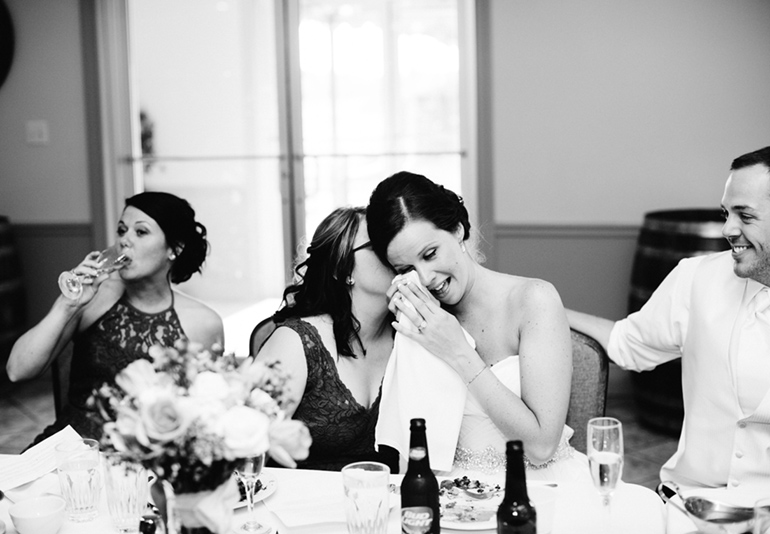 bride crying after speeches