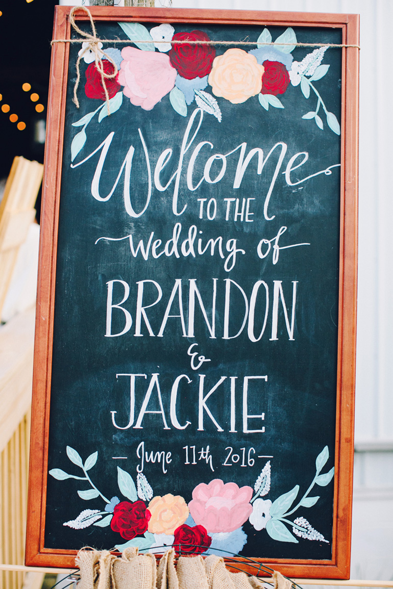 chalk welcome board wedding