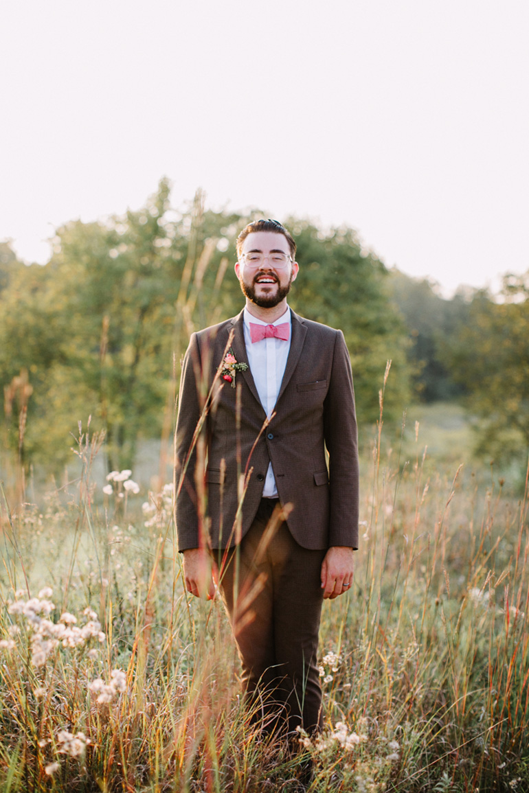 brown tweed suit for groom