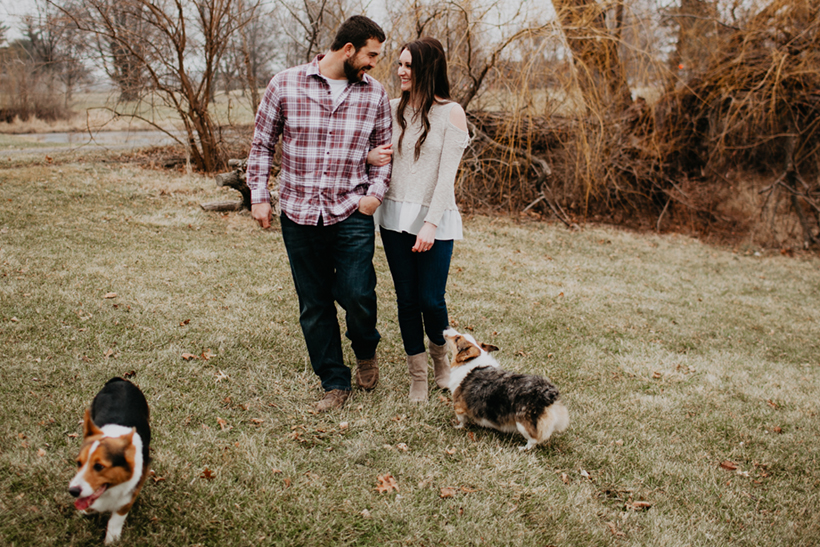 Peoria Illinois engagement session with dogs