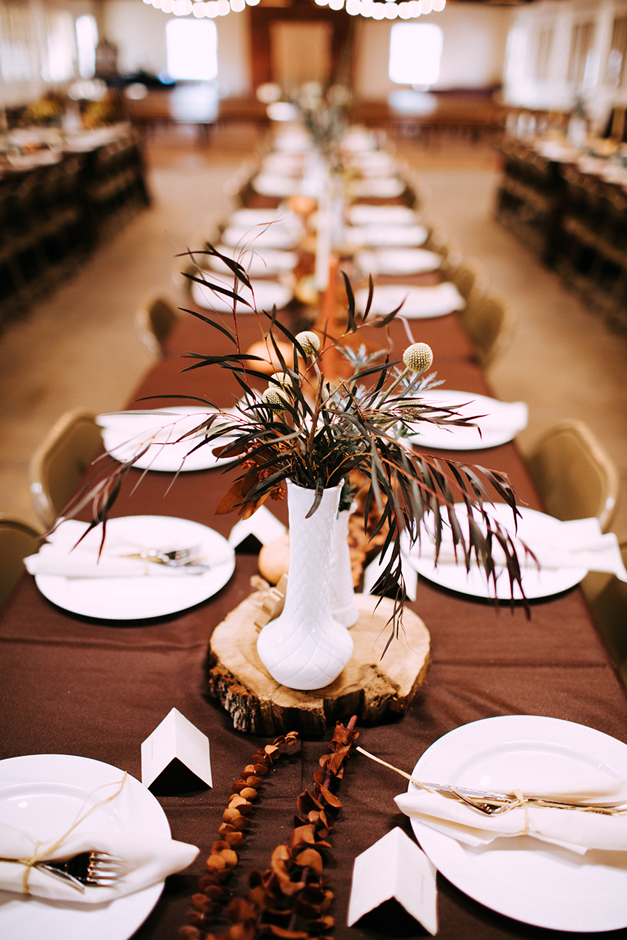 fall harvest table reception decoration