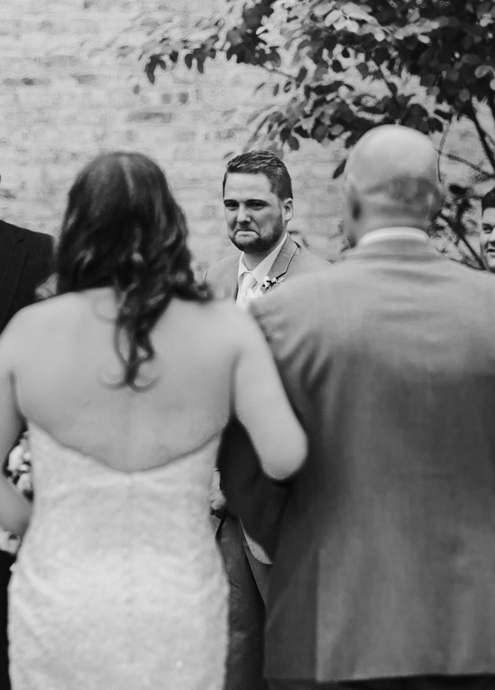 Groom seeing his bride for the first time 